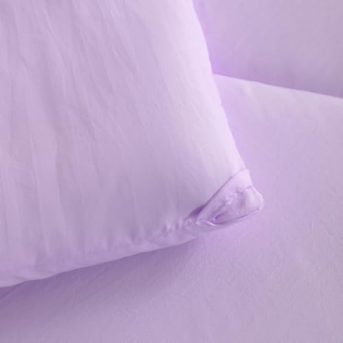 FLXXIE 5 Pieces Toddler Bedding Set, Soft and Breathable Microfiber Crib Sheet Set, Includes Quilted Comforter, Flat Top Sheet, Fitted Sheet, Envelope Pillow Case for Boys and Girls, Lavender