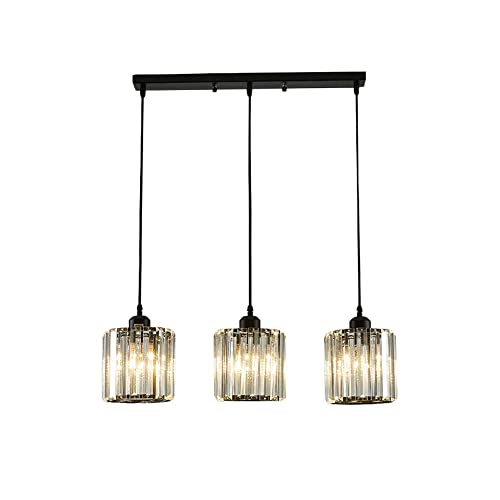 Chandelier de cristal lampe salon suspension e27 réglable en fer
