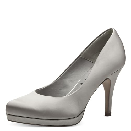 Tamaris Damen Pumps Textil Vegan Trichterabsatz; Light Grey/grau; 40 EU
