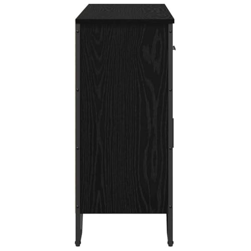 Aparador negro efecto roble de 97 cm con 3 cajones y puertas modernas 8