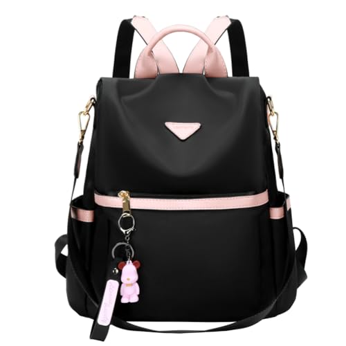 Leathario Rucksakck Damen klein,Diebstahlsicher Cityrucksack,Wasserdichtere Rucksackhandtasche,Eleganter Tagesrucksack für Büro,Pendeln,Arbeit,Backpack Women für Reisen,Einkaufen,Schwarz