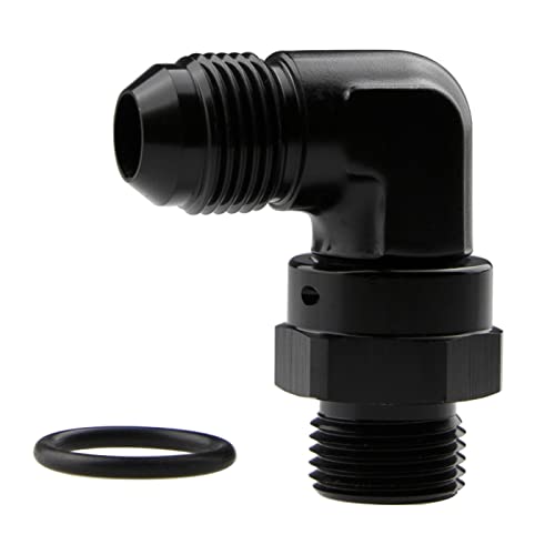 High Flow Radius 90 Degree Aluminum -6 An Male Flare To 6An Male Swivel Fitting Adapter With An6 O Ring Orb Port, Black #TOP1