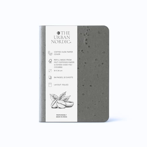 Image of Eco Friendly Coffee Husk Mini Pocket Jotter Ruled - 64 Bleed-Resistant FSC Certified lined I Ideal for Students and Professionals (10, Charcoal Grey)