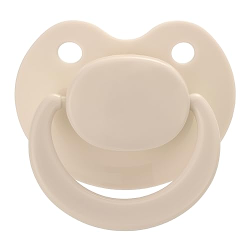 Image of Adult Sized Pacifier Bigshield : Replacement Silicone Paci Big Teat for Anxiety Release - Orthodontic Binky Taken Apart and Re-Assembled Ivory