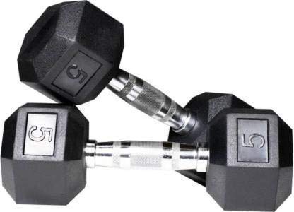 Kiraro Set of 5Kg x2Pcs Rubber Coated Cast Iron Fixed Weight Hexagonal Dumbbell for Home/Commercial Gym (10 Kg) (Black) (B08BBQ1YD2) Amazon Price History, Amazon Price Tracker