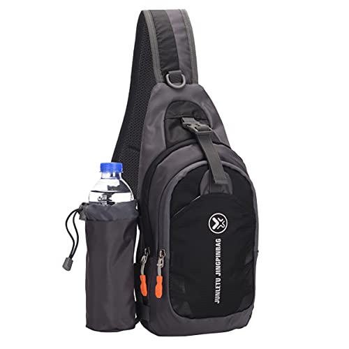 Mochila tiracolo impermeável, resistente ao desgaste, bolsa transversal com suporte de garrafa de ág