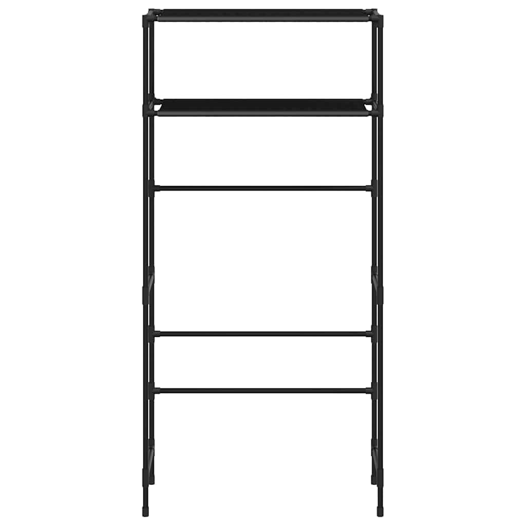Waschmaschinenregal Schwarz 69x28x143 cm Eisen mit 2 Ablagen für Bad und Waschküche platzsparend, robust, stabil, Wandmontage, vielseitig, rostfrei, selbstklebend, Zubehör