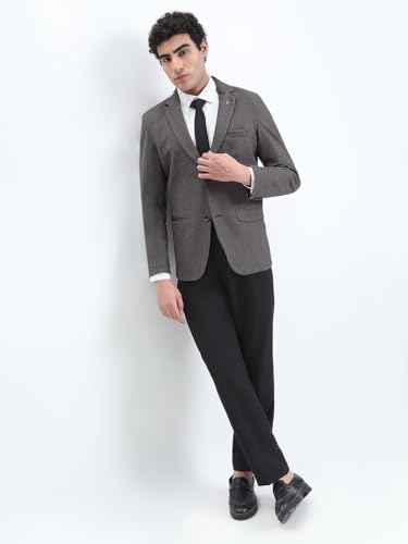 Image of SHOWOFFFF Men Solid Single Breasted Formal Blazer | Notched Lapel Full Sleeves Cotton Blazer for Mens | Slim Fit Regular Length Blazer for Men's