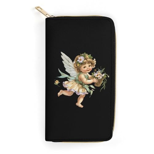 Angelic Cherub Charming Angels Wristlet Wallets for Men Women Leather Purse Clutch Cute Card Holder