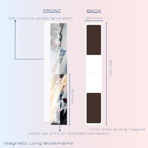 Image of Dia & Tia - Elegant & Durable Themed Magnetic Bookmarks Set � Nature, Fantasy, Inspirational Quotes, and More Best Gift for Book Lovers, Students (Sports Cars, Long)