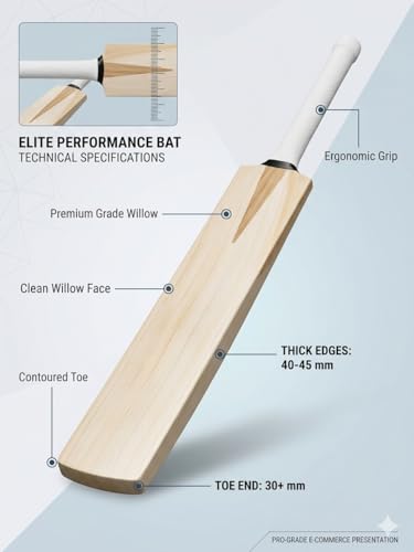 Image of English Willow Cricket Bat for Men and Women | Full Size | Short Handle | Lightweight | Free Cover