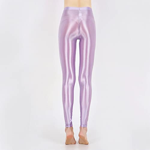 Image of cloudmall Women Sexy Semi Opaque Pantyhose Running Tights Yoga Leggings Oil Shiny Stocking