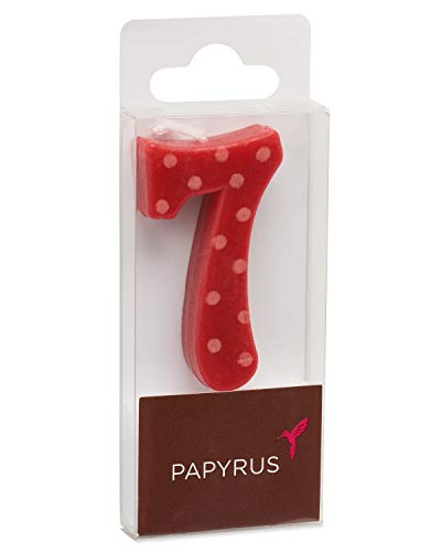 Image of Papyrus Number 7 Birthday Candle, Red Polka Dots (1-Count)