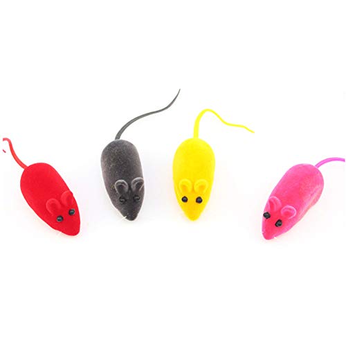 HNQH 5 peças de mouses para gato, rato de flocos de gato, rato de borracha vocal divertido, pequeno