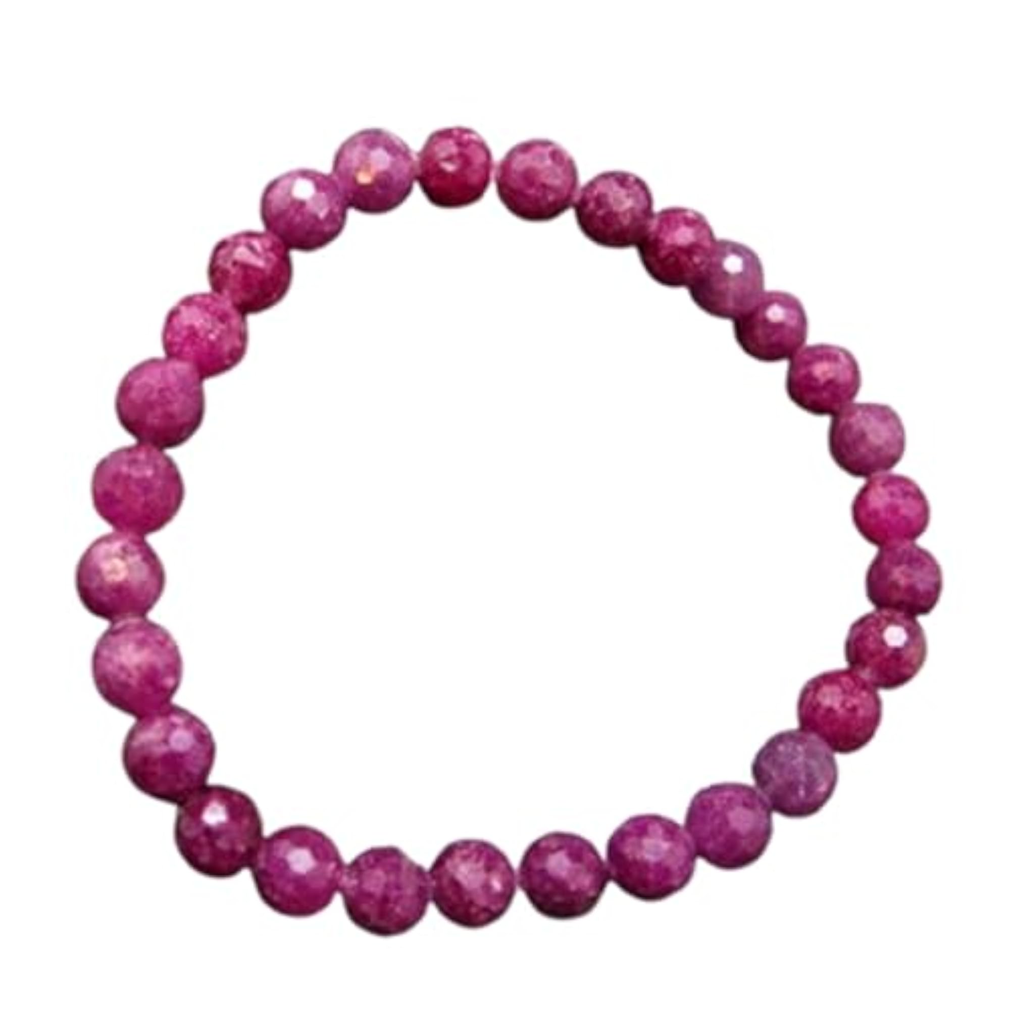 Unisex Natural Ruby 8mm Round Bead Stretchable Bracelet