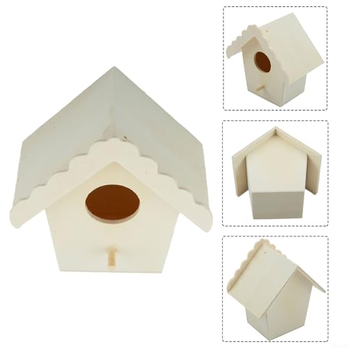 Wooden Bird House for Wild Birds, Natural Nesting Box for Backyard Garden, Handcrafted Pine Wood Birdhouse with Ventilation & Drainage Holes, Single Layer Design - Image 5