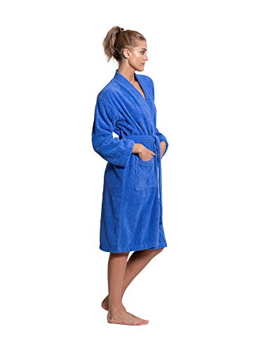 Image of Turkuoise Soft & Absorbent Towel Robe, 100% Cotton Turkish Terry Cloth Kimono Bathrobes for Women