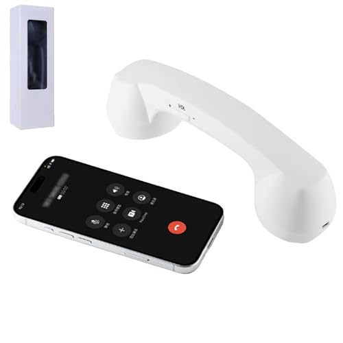 Retro Phone Handset, Wireless Telephone Style Landline Handle Receiver for Cell Mobile Video Conferences Calls Meetings (white)