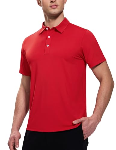 Image of MIER Polo Shirts for Men Short Sleeve Dry Fit Performance Golf Tennis Active Collared Shirts, UPF 50+ Sun Protection