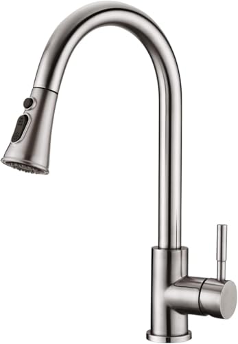 UCMDA Robinet Cuisine avec Douchette Extensible Mitigeur Cuisine en Acier Inoxydable Robinet Douchette Cuisines de Rotatif à 360°, Robinets Evier de...