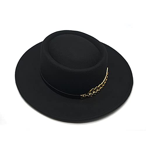 BUXIANGGAN-Fedora-Trilby-Chapeaux-A-Grand-Bord-pour-Femmes-Style-Britannique-Chapeaux-DEglise-Vintage-Lady-Flat-Brim-Fedoras-Womens-Man-Felt-Hat-Jazz-Cap
