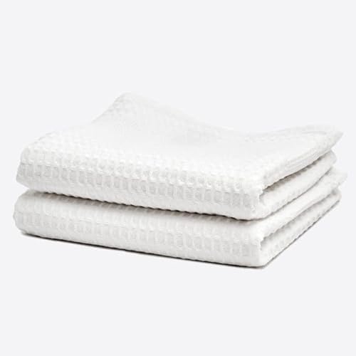 LA MALLORQUINA Set 2 Paños Cocina Nido Abeja - Waffle (050x070 cm - Blanco)