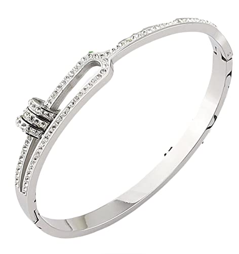 Bracelet femmes avec cristaux scintillants et conception demi-creux moderne
