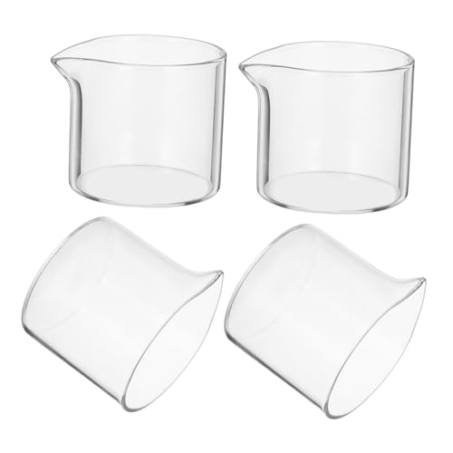 Alipis Brocca Per Latte in Vetro 110ml Piccola Brocca Da Caffè Espresso Beccuccio Antigoccia, Contenitore Multiuso Per Salsa e Sciroppo, Set Da 4 Pezzi Per Casa, Bar e Ristorante