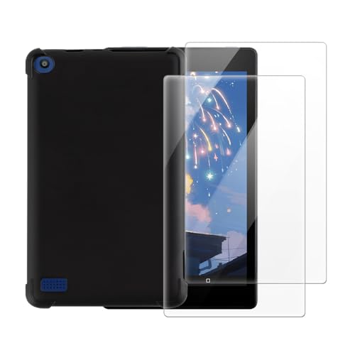 Funda Amazon Fire 7 2015 con cristal templado negro de protección integral