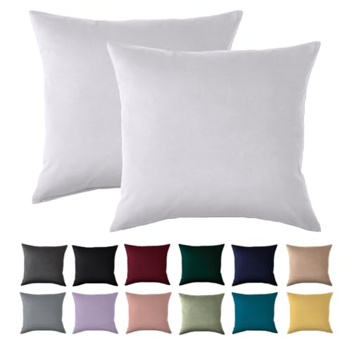 Kissenbezug 40x40 2er Set - Kopfkissenbezug 40 x 40 cm Weiß Für Kissen 100% Mikrofaser Kissenhülle Bügelfrei & Knitterfrei mit Reißverschluss
