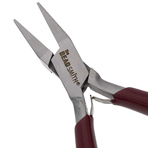 The Beadsmith Flat Nose Pliers 6-Inches (152 mm) Jewelry-Making Tool w/Polished Steel Head PVC Comfort Grip & Double-Leaf Springs