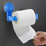 Honseadek Wandstanzer, Papierhandtuchhalter mit starkem Saugnapf für Badezimmer, Küche, WC, ABS-Kunststoffrollenspender, 10 x 14,5 cm, Nr. D, Blau