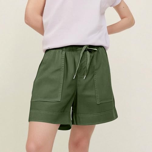 Womens Elastic Waist Drawstring Shorts Summer Lightweight Beach Shorts Cotton Linen Short Pants with Pockets3