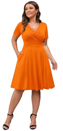 Image of POSESHE Womens Plus Size Dresses Sleeveless Wrap V-Neck Sundress Casual Summer Wedding Guest Cocktail Dress with Pockets