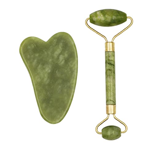 BXSMNH Rouleau De Jade Vritable Pierre De Gua Sha Visage Ensemble D'outils Anti-ge De Luxe pour Le Visage. Pierre De Jade Naturelle Gua Sha Grattant Le Visage Cover