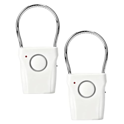 2 Stück Weiß Türgriff Alarm: 120dB Hochwertiges ABS Material Türgriffalarm, Lautstärke Tür Alarmanlage, Sensor Vibrations- Und Touch-Sensor Alarm Fensteralarm, für Hotels, Wohnungen und Zuhause