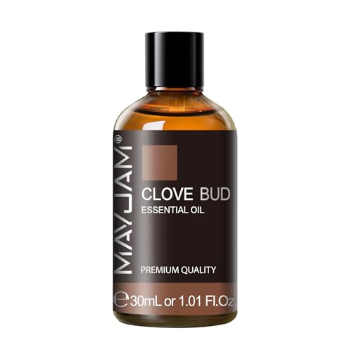 MAYJAM Clove Bud Essential Oil Premium Pure Essential Oils 1.01FL.OZ Clove Bud Oil for Diffusers Soap Candle Making Ideal for Home Office Car Yoga Use