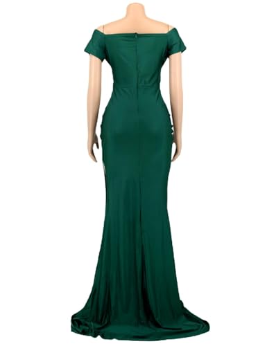 Image of Womens Off Shoulder Sexy V Neck High Split Long Maxi Dress, Formal Cocktail Party Evening Gown Mermaid Dress