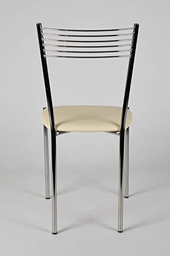 Miniatura 6 de T M C S Tommychairs - Set 4 Sillas Elegance Para Cocina, Comedor, Bar Y Restaurante, Estructura En Acero Cromado Y Asiento Tapizado En Polipiel Color Marfil