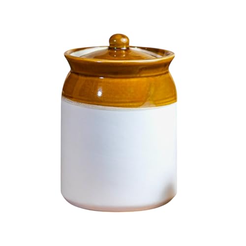 Image of Ceramic 4 KG Achaar Jar - 4 L (4000 ml) Martban Pickle Container - Kitchen Storage for Pickle, Chutneys and Sauces - Durable, and Easy to Clean (4000 ml)