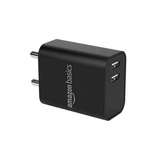 Image of Amazon Basics 12W Dual Port Mobile Charger | 12W Max Output | Includes 1 m Type C Cable | Universal Compatibility