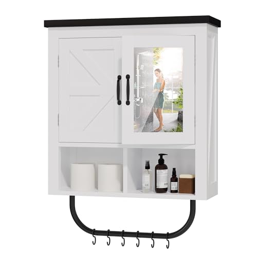 Medicinecabinetmirrorandadjustableshelffarmhousebathroomwallcabinetwithmirrortowelbarand6pcshooksfloatingstoragecabinetforbathroomkitchenhallway Urban Country Home Decor Medicine cabinet mirror and adjustable shelf farmhouse bathroom wall cabinet with mirror towel bar and 6pcs hooks floating storage cabinet for bathroom kitchen hallway urban country home decor