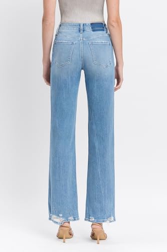 VERVET High Rise Distressed Slim Wide Jeans T65712