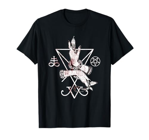 Satánico Sigilo De Lucifer Con Pentagrama Y Leviatán Cruz Camiseta