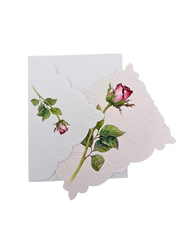 Image of Poster Foundry Set of 3 - Long Stem Roses Boxed Note Cards by Carol Wilson. 10 embossed 4x5 Die-Cut Notecards and Matching Envelopes in Decorative Gift Box with Magnetic Flap. NCP2053