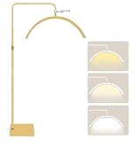Halbmond Lampe, Bogen Stehlampe mit Taste/Fernbedienung, Dimmbare LED Stehleuchte, Einstellbare Höhe, Drehbarer Kopf & Telefonhalter, für Nail Tech, Lash, Tattoo Beauty Light