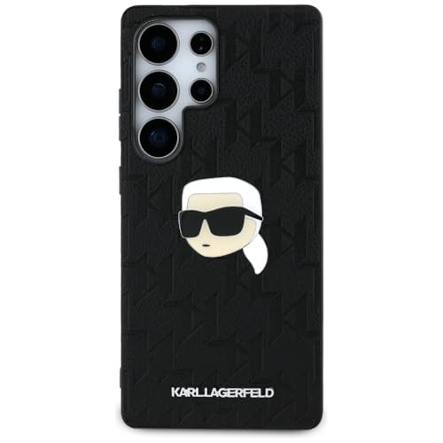 Image of CG MOBILE Karl Lagerfeld [Official Licensed] Monogram PU Leather Case with Pin Logo Karl Head Protective Case /Cover Designed for Galaxy S25 Ultra - Black
