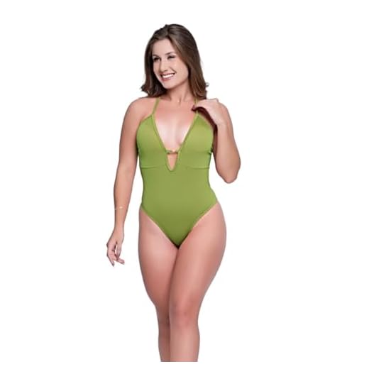 Maiô Engana Mamãe Decote Cavado Com Bojo Costas Nuas Calcinha Fio Duplo Ajuste Cruzado (BR, Alfa, M, Regular, Pistache)