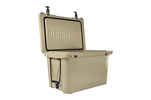 Mammoth Ranger 65 Cooler, Insulated Hard Ice Chest with 65 Quart Capacity, Holds 54 Cans, Great for Camper, Float Trips, Tan