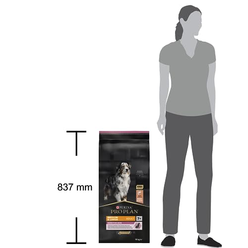 Pro Plan PURINA PRO PLAN Medium & Large Adult 7+ Sensitive Skin, Hundefutter trocken, reich an Lachs, 1er Pack (1 x 14 kg)